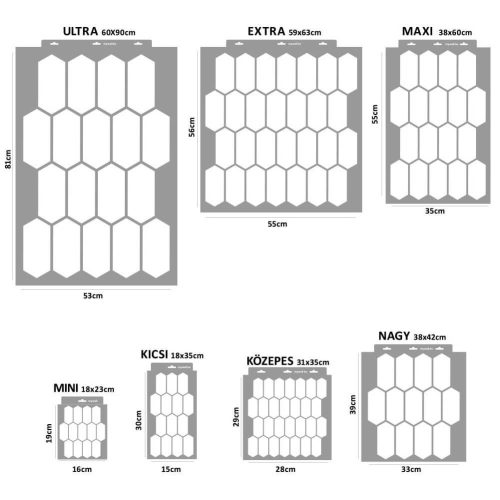 Hosszúkás hatszög 01 stencil - 3D - 59x63 cm extra