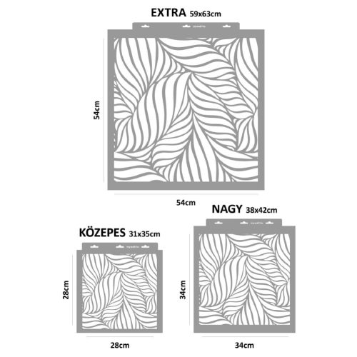 Tóth Margit Op-Art levél stencil - Festő - 38x42 cm nagy