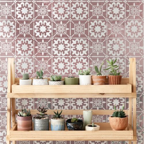 African tiles painting stencil - 59x63 cm