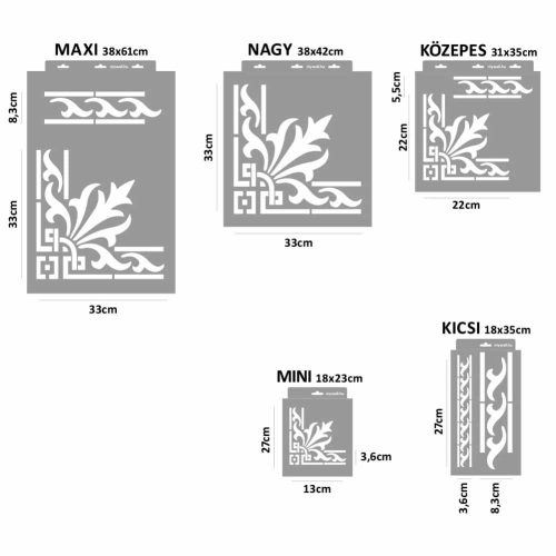 Akantusz 01 stencil - Festő - 18x35 cm kicsi