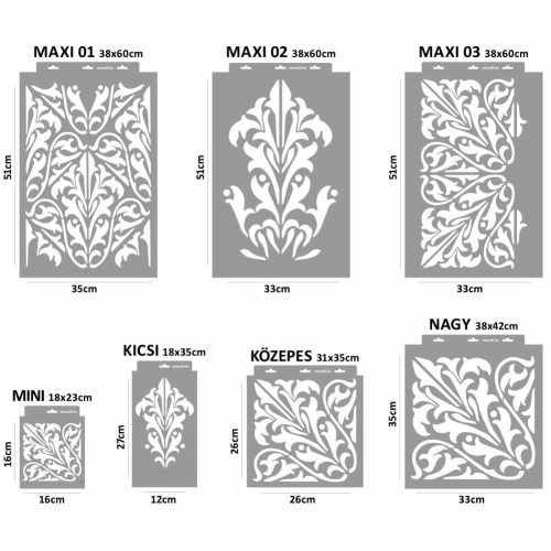 Akantusz 03 stencil - 3D - 38x60 cm maxi 1