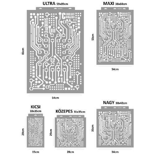 Áramkör 01 stencil - 3D - 31x35 cm közepes
