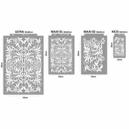 Barokkos indák stencil - 3D - 38x60 cm maxi 1