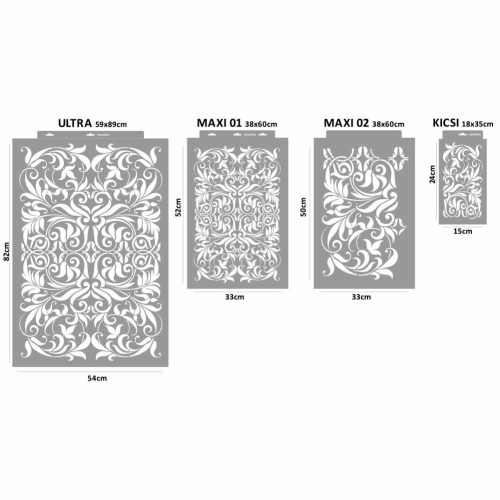 Baroque tendrils painting stencil - 38x60 cm 02