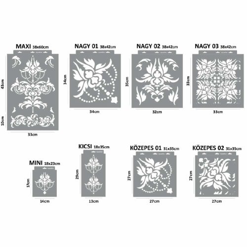 Barokk 04 stencil - Festő - 18x35 cm kicsi