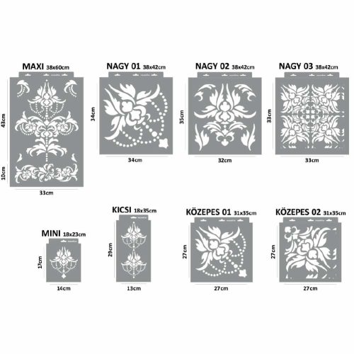 Barokk 04 stencil - Festő - 31x35 cm közepes 1
