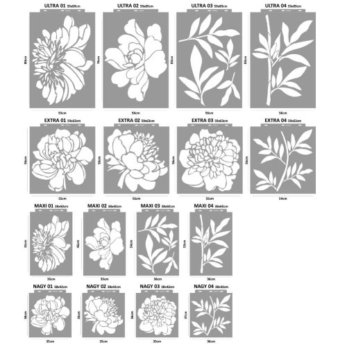 Peony painting stencil - 59x63 cm 01