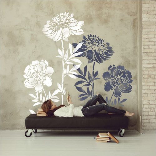 Peony painting stencil - 59x63 cm 01
