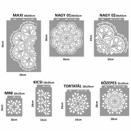 Csipke 04 stencil - Festő - 38x42 cm nagy 2