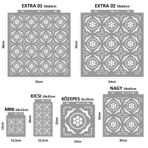 Csipkés-pöttyös stencil - Festő - 31x35 cm közepes