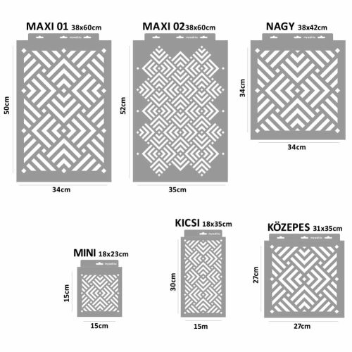 Diagonal 05 stencil - 3D - 38x42 cm nagy