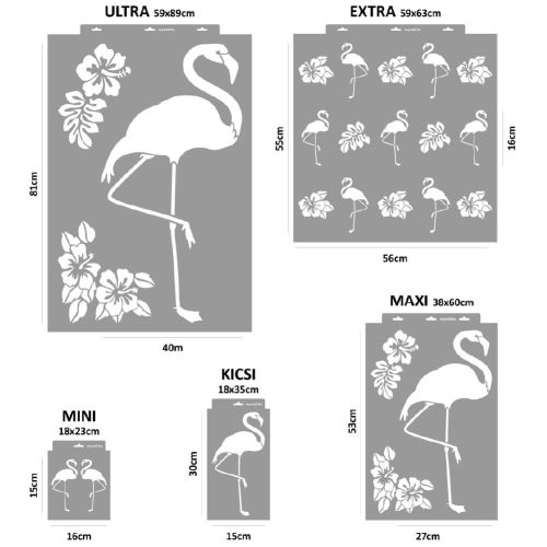 Flamingó stencil - Festő - 18x35 cm kicsi