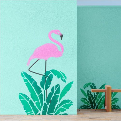 Flamingó stencil - 3D - 18x35 cm kicsi