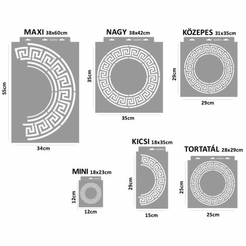 Görög meander stencil - Festő - 31x35 cm közepes