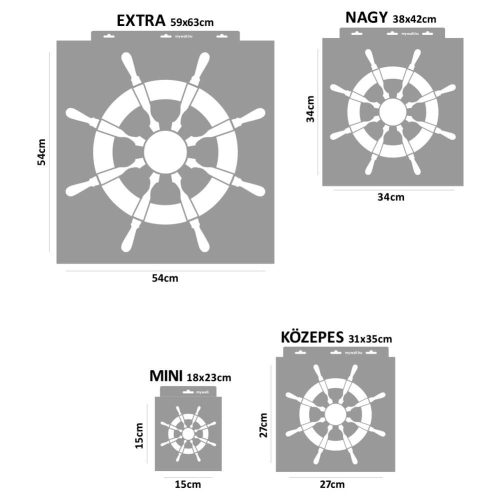 Ship's wheel 3D stencil - 38x42 cm