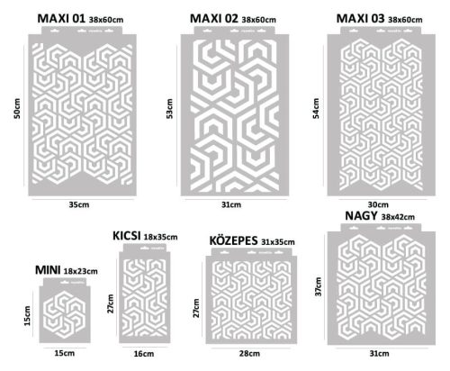 Hatszög 05 stencil - 3D - 38x42 cm nagy