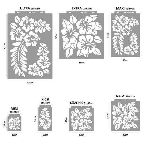Hibiszkusz stencil - Festő - 18x35 cm kicsi