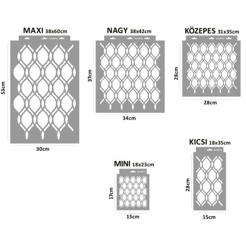 Hullámos rácsos stencil - 3D - 18x23 cm mini