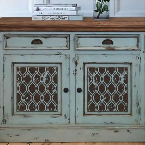 Hullámos rácsos stencil - Festő - 31x35 cm közepes