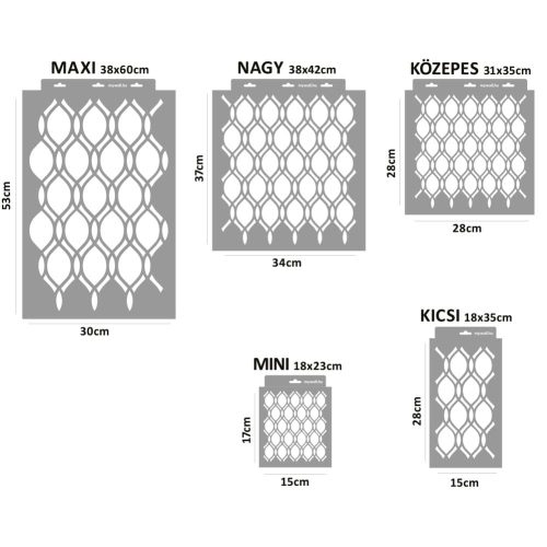 Hullámos rácsos stencil - 3D - 38x42 cm nagy