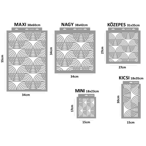 Hullám 04 stencil - 3D - 18x23 cm mini