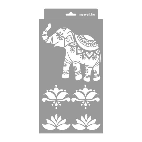 Indiai elefánt stencil - Festő - 18x35 cm kicsi
