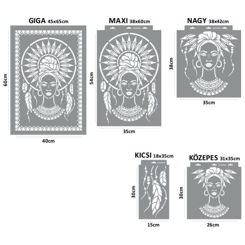 Indián nő stencil - Festő - 18x35 cm kicsi