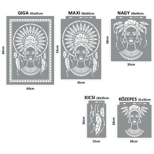 Indián nő stencil - Festő - 31x35 cm közepes
