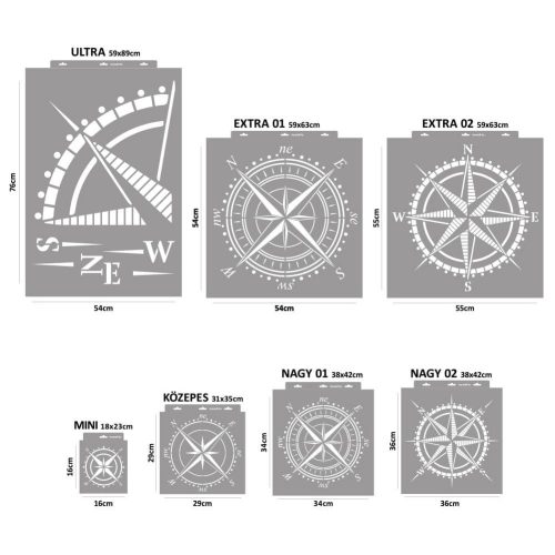 Compass 3D stencil - 59x63 cm 01