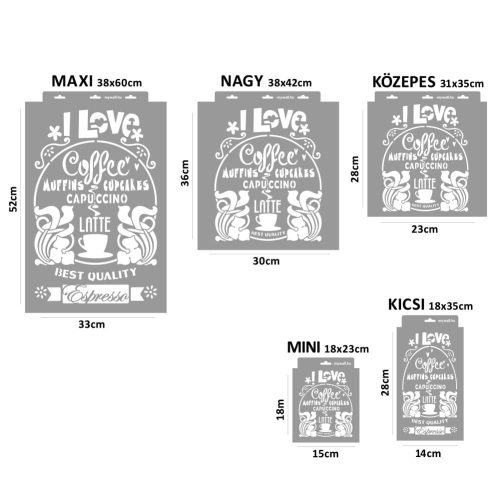 Kávé stencil - 3D - 18x23 cm mini