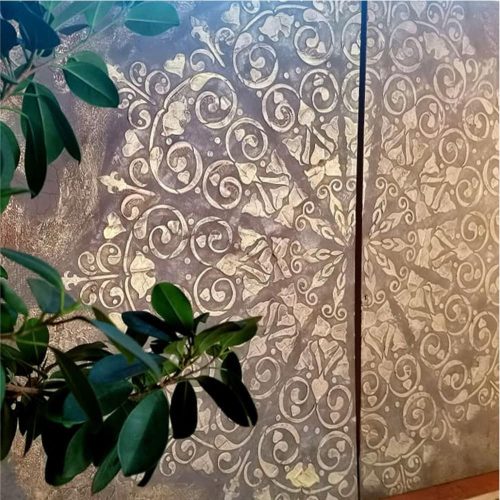 Wrought iron rosette painting stencil - 31x35 cm 01