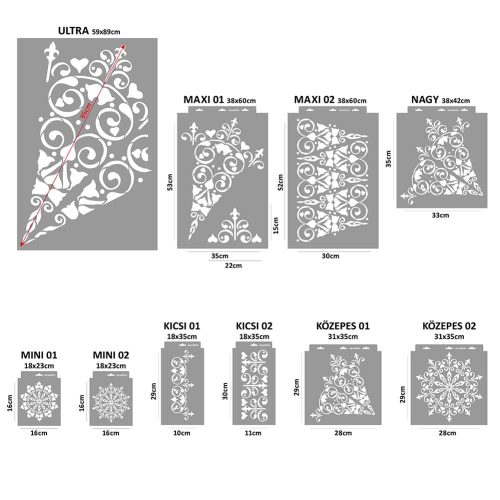 Wrought iron rosette 3D stencil - 38x42 cm