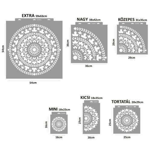 Mandala 12 stencil - 3D - 31x35 cm közepes