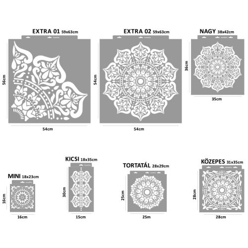 Mandala 14 stencil - 3D - 31x35 cm közepes