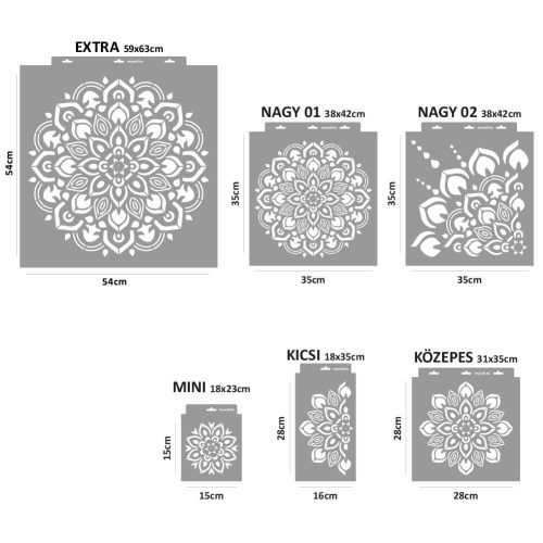 Mandala 01 stencil - 3D - 31x35 cm közepes