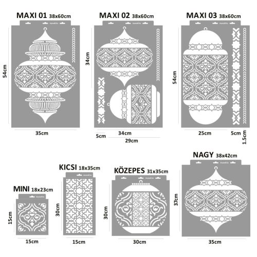 Marokkói lámpások stencil - Festő - 31x35 cm közepes