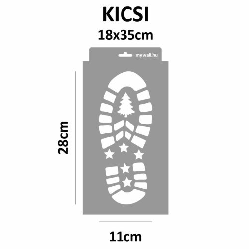 Mikulás lábnyom stencil - Festő - 18x35 cm kicsi