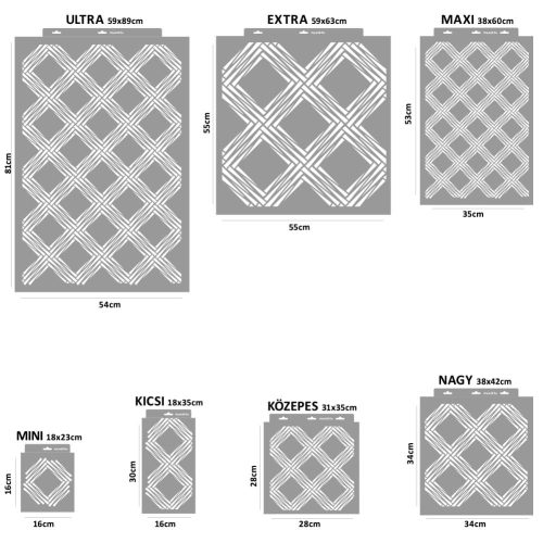 Modern rács stencil - 3D - 59x63 cm extra