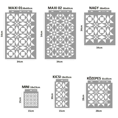 Mozaik 02 stencil - 3D - 18x35 cm kicsi