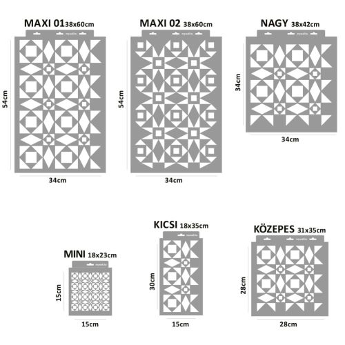 Mozaik 02 stencil - 3D - 38x42 cm nagy