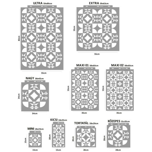 Mozaik 03 stencil - 3D - 38x42 cm nagy