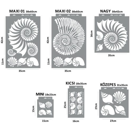 Nautilus stencil - 3D - 18x35 cm kicsi