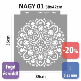 Mandala 01 készletes stencil - Festő - 38x42 cm nagy 1