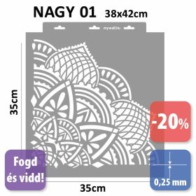 Mandala 13 készletes stencil - Festő - 38x42 cm nagy