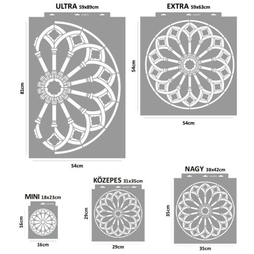 Rose window 02 3D stencil - 59x63 cm
