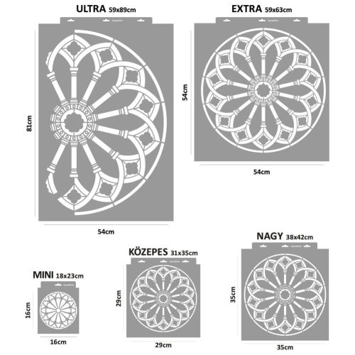 Rose window 02 3D stencil - 31x35 cm