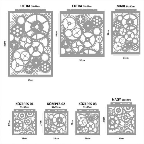 Steampunk 02 stencil - Festő - 31x35 cm közepes 2