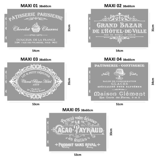 Vintage 02 stencil - 3D - 38x60 cm maxi 2