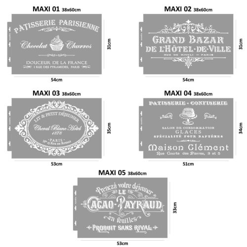 Vintage 02 stencil - 3D - 38x60 cm maxi 5